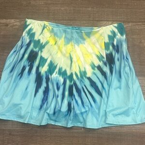 Lucky in Love Blue and Yellow Tie-Dye Tennis Skirt
